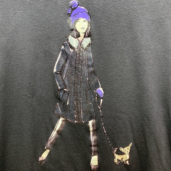 Simply Vera Wang “girl walking a dog” Shirt Sz. S - Picture 2 of 6
